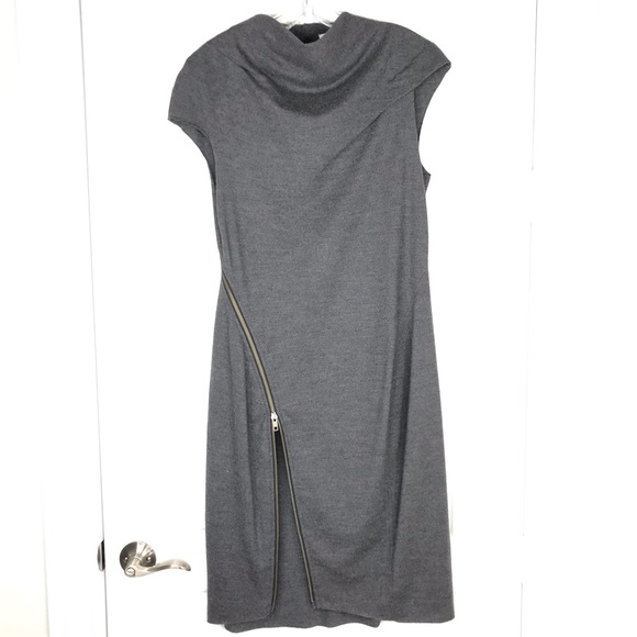 HELMUT LANG 100% Wool Zipper Dress Gray Size L - Picture 13 of 14
